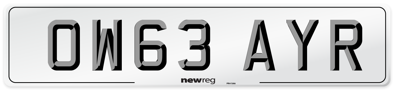 OW63 AYR Number Plate from New Reg